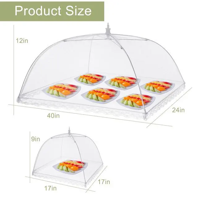 Alt view image 2 of 6 - Food Cover Tent 1 Extra Large(40"X23")&4(17"X17") Mesh Food Covers,Pop-Up Umbrella Screen Tents Keep Out Flies Bugs,Patio Net for Outdoor Camping Parties BBQ Collapsible and Reusable