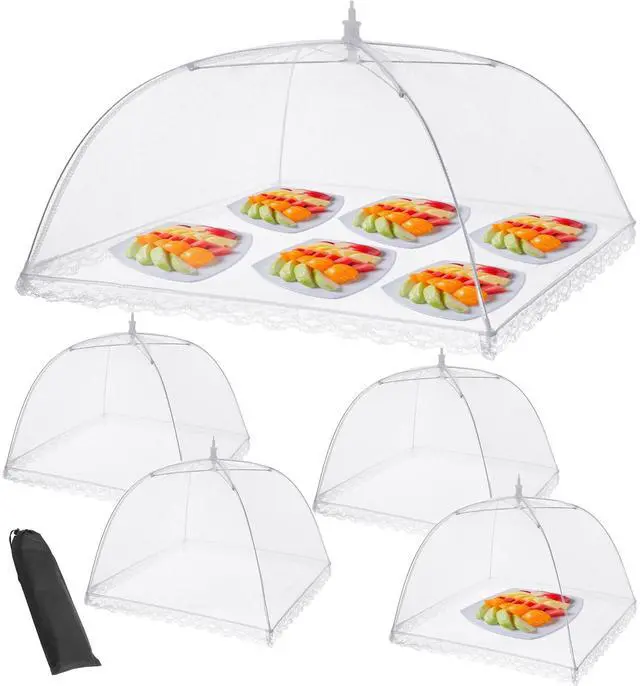 Main image of Food Cover Tent 1 Extra Large(40"X23")&4(17"X17") Mesh Food Covers,Pop-Up Umbrella Screen Tents Keep Out Flies Bugs,Patio Net for Outdoor Camping Parties BBQ Collapsible and Reusable