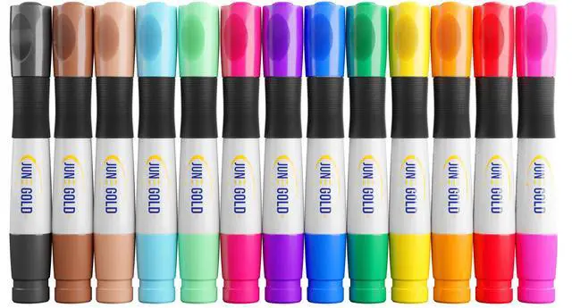 Alt view image 6 of 7 - 39 Assorted Colored Dry Erase Whiteboard Markers, 13 Unique Colors, Chisel Tip, Low Odor, Comfortable Grip & Vivid Lines