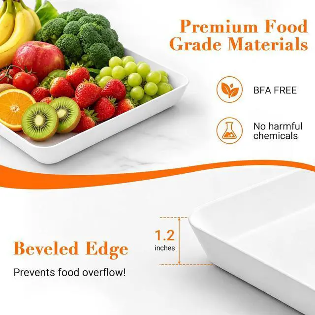 Alt view image 3 of 7 - 4 pcs Serving Tray for Party, Grilling Accessories, Serving Platters for Snacks, Fruit, Reusable Plastic Trays for Serving Food and Pantry Organization in Kitchen & for Mothers Day Parties