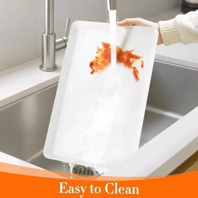 Alt view image 7 of 7 - 4 pcs Serving Tray for Party, Grilling Accessories, Serving Platters for Snacks, Fruit, Reusable Plastic Trays for Serving Food and Pantry Organization in Kitchen & for Mothers Day Parties