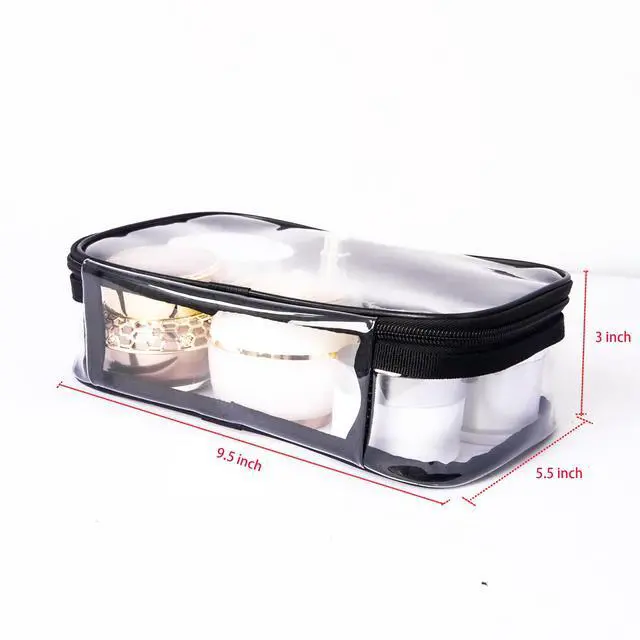 Alt view image 3 of 7 - Portable Zippered Transparent Vinyl Travel Cosmetic Bag Clear PVC Makeup Kits Organizer Utility Pouch See Through Plastic TSA Approved Toiletry Carry Pouch
