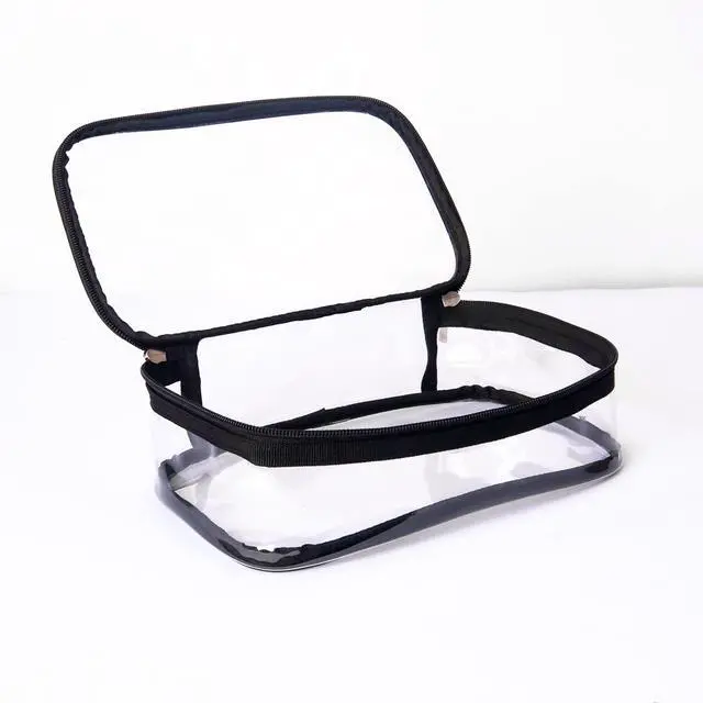 Alt view image 2 of 7 - Portable Zippered Transparent Vinyl Travel Cosmetic Bag Clear PVC Makeup Kits Organizer Utility Pouch See Through Plastic TSA Approved Toiletry Carry Pouch