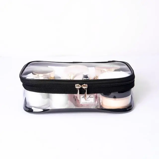 Alt view image 5 of 7 - Portable Zippered Transparent Vinyl Travel Cosmetic Bag Clear PVC Makeup Kits Organizer Utility Pouch See Through Plastic TSA Approved Toiletry Carry Pouch