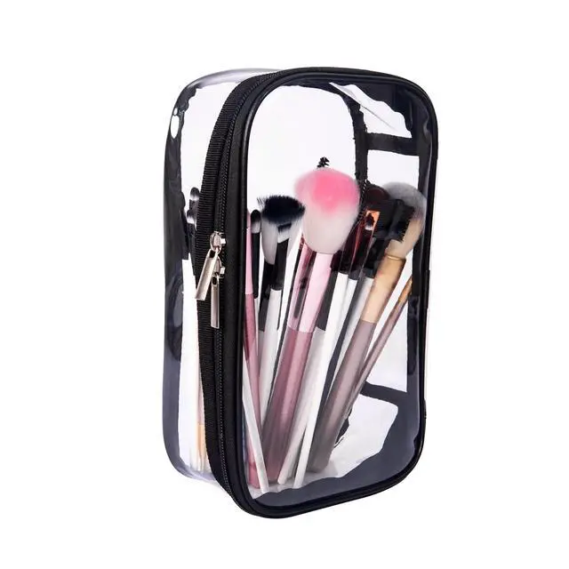 Alt view image 4 of 7 - Portable Zippered Transparent Vinyl Travel Cosmetic Bag Clear PVC Makeup Kits Organizer Utility Pouch See Through Plastic TSA Approved Toiletry Carry Pouch