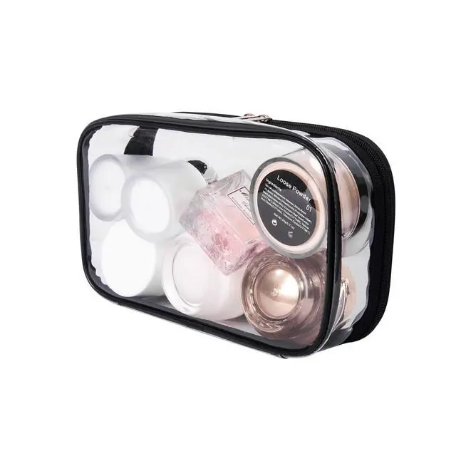 Alt view image 6 of 7 - Portable Zippered Transparent Vinyl Travel Cosmetic Bag Clear PVC Makeup Kits Organizer Utility Pouch See Through Plastic TSA Approved Toiletry Carry Pouch
