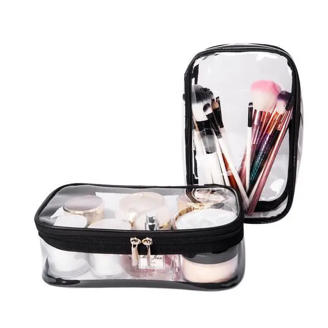 Alt view image 7 of 7 - Portable Zippered Transparent Vinyl Travel Cosmetic Bag Clear PVC Makeup Kits Organizer Utility Pouch See Through Plastic TSA Approved Toiletry Carry Pouch