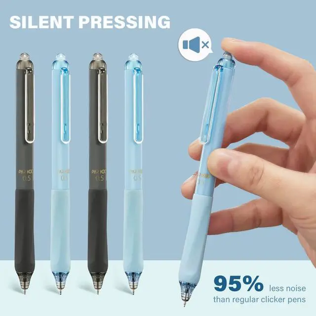 Alt view image 2 of 7 - Gel Pens Quick Dry Ink Fine Point 0.5mm, Retractable Rolling Ball 6 Black/6 Blue Ink Pen, Click Silent Pens Set for Journaling Notetaking Drawing Sketching Smooth Writing Non Bleed 12pcs