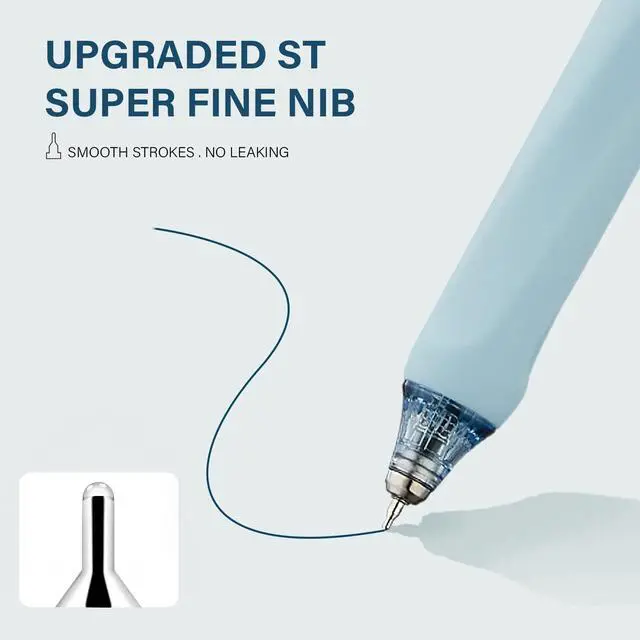 Alt view image 3 of 7 - Gel Pens Quick Dry Ink Fine Point 0.5mm, Retractable Rolling Ball 6 Black/6 Blue Ink Pen, Click Silent Pens Set for Journaling Notetaking Drawing Sketching Smooth Writing Non Bleed 12pcs