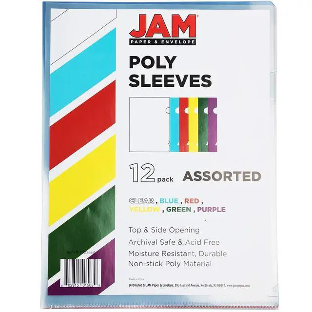 Alt view image 5 of 7 - Plastic Sleeves - Letter Size - 9 x 11 1/2 - Assorted Color Project Pockets - 12 Page Protectors/Pack