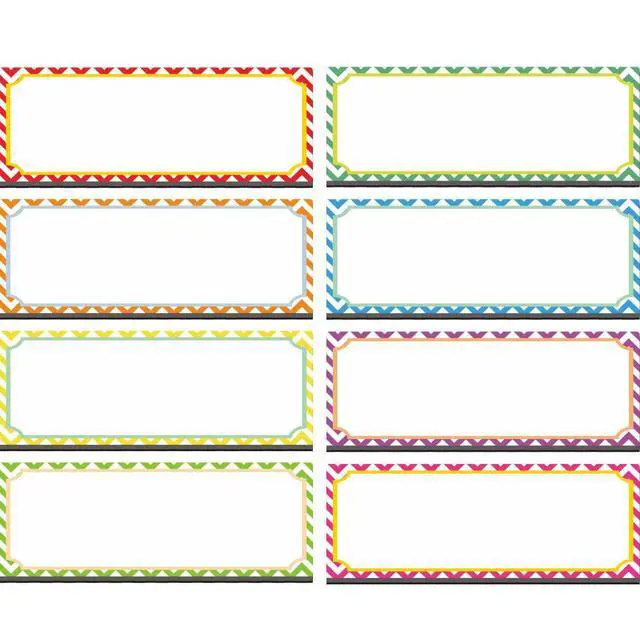 Alt view image 3 of 4 - Big Magnetic Dry Erase Labels Name Plates White Board 32 Labels 8 Colors,5.5" x2"