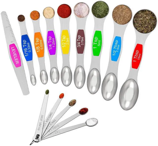 Main image of Stainless Steel Magnetic Measuring Spoons with Strong Magnets, 14pc