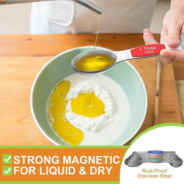 Alt view image 3 of 7 - Stainless Steel Magnetic Measuring Spoons with Strong Magnets, 14pc