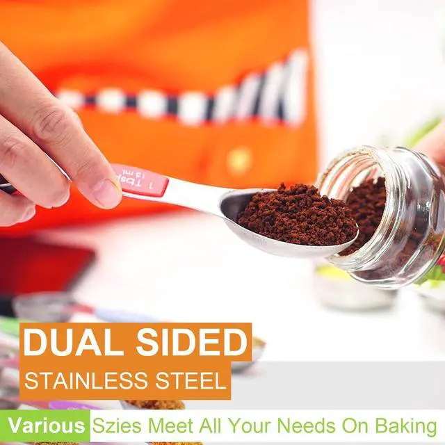 Alt view image 2 of 7 - Stainless Steel Magnetic Measuring Spoons with Strong Magnets, 14pc