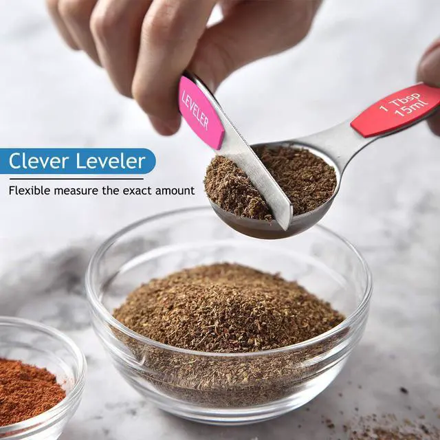 Alt view image 4 of 7 - Stainless Steel Magnetic Measuring Spoons with Strong Magnets, 14pc