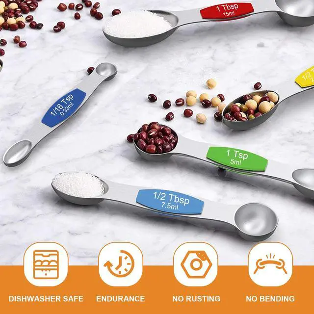 Alt view image 5 of 7 - Stainless Steel Magnetic Measuring Spoons with Strong Magnets, 14pc