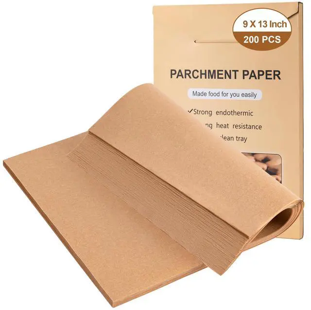 Main image of 200Pcs Parchment Paper sheets9x13 Inches Non-Stick Precut Baking ParchmentUnbleachedParchment Paper For BakingFryer, Cooking,Oven,Perfect for Bread, Cakes, Barbecue