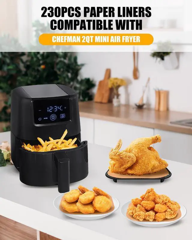 Alt view image 2 of 6 - 230PCs Air Fryer Liners Perforated Compatible with CHEFMAN 2Qt Mini Air Fryer, MMH Nonstick Food-grade Square 200PCs Disposable Parchment Paper Sheets Accessories Plus Extra 30PCs for Baking Frying