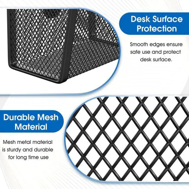 Alt view image 3 of 7 - Magnetic Pen Holder, 2 Pack Mesh Pencil Holder for Desk Storage Basket Organizer Marker Holder - Extra Strong Magnets Perfect for Locker Accessories, Refrigerator, Whiteboard, School Office