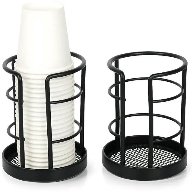 Main image of Metal Bathroom Cup Dispenser, Sturdy Storage Holder for 3/4 oz Small Disposable Paper Cups, Black Paper Cup Dispenser for Mouthwash 2 Pack