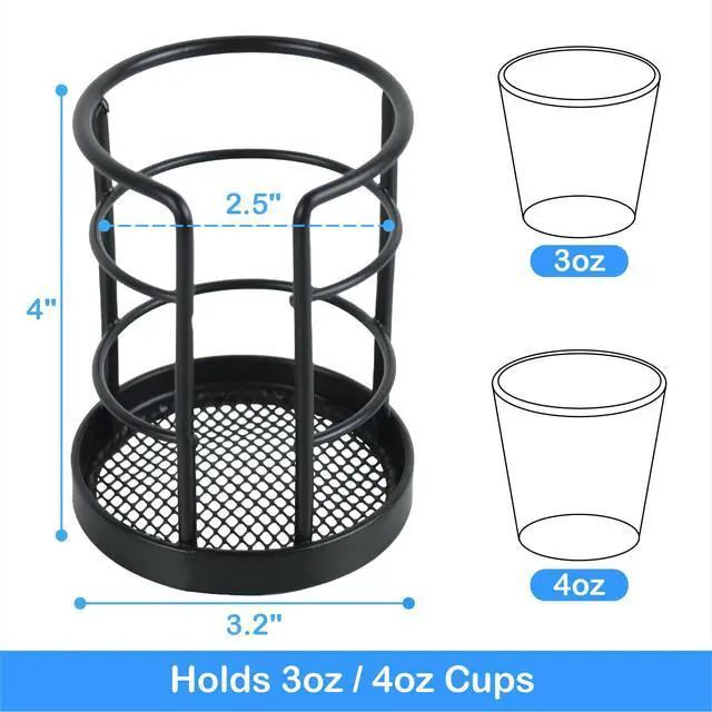 Alt view image 4 of 6 - Metal Bathroom Cup Dispenser, Sturdy Storage Holder for 3/4 oz Small Disposable Paper Cups, Black Paper Cup Dispenser for Mouthwash 2 Pack