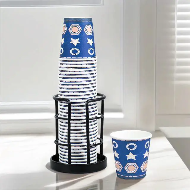 Alt view image 6 of 6 - Metal Bathroom Cup Dispenser, Sturdy Storage Holder for 3/4 oz Small Disposable Paper Cups, Black Paper Cup Dispenser for Mouthwash 2 Pack