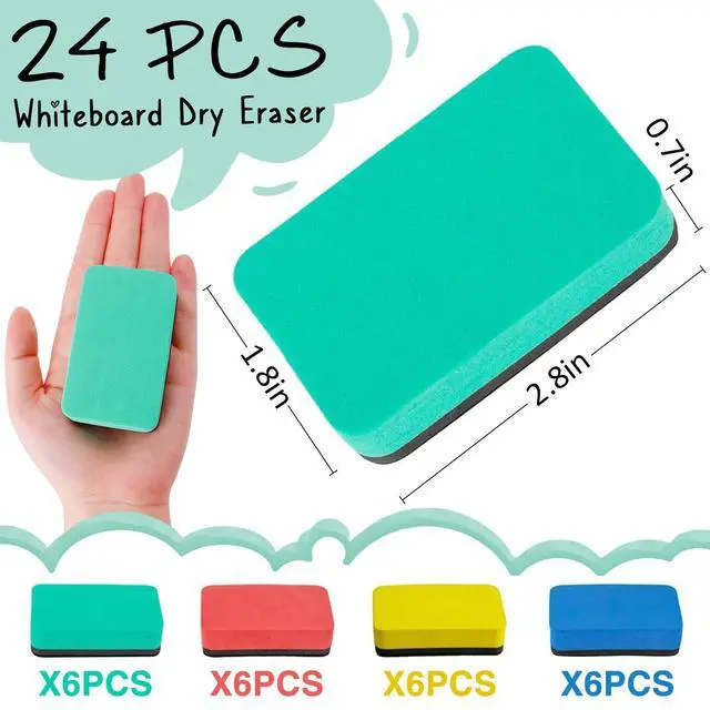 Alt view image 5 of 7 - 24 pcs Strong Magnetic Whiteboard Eraser - Mini Dry Erase Erasers, Small Chalkboard Cleansers Wiper for Kids Teachers Classroom Must Haves School Supply Home Office, Rectangle