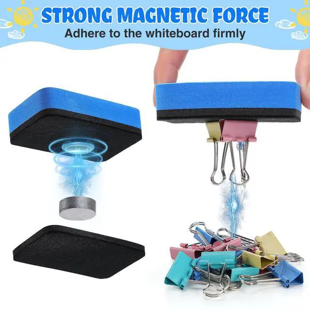 Alt view image 3 of 7 - 24 pcs Strong Magnetic Whiteboard Eraser - Mini Dry Erase Erasers, Small Chalkboard Cleansers Wiper for Kids Teachers Classroom Must Haves School Supply Home Office, Rectangle
