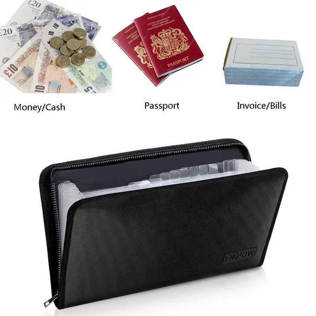 Alt view image 2 of 7 - Expanding File Folder (11.4"x6.7") A5 Size Document Organizer Fireproof Money Bag 13 Pockets Zipper Closure Portable Filing Wallet Holder Storage for Check,Bill,Receipts,Tickets