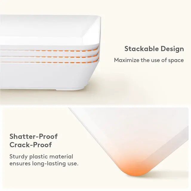 Alt view image 6 of 7 - 4 Pcs Serving Tray for Party Supplies, Reusable Plastic Food Serving Platter for Dessert, Snacks, Fruit, Cookies, Appetizers & Charcuterie, BPA-Free White Catering Trays for Buffets Display