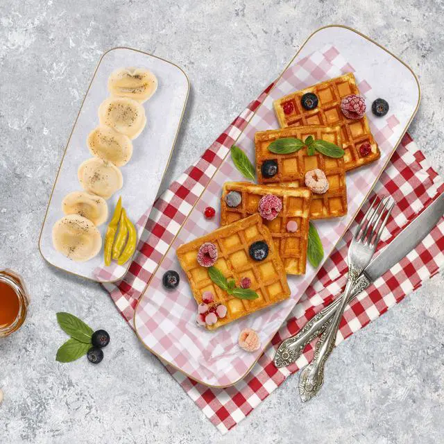 Alt view image 4 of 6 - 4 Pack Plastic Serving Trays For Party - Gold Serving Tray 17 by 6.5 Inch - Heavy Duty Clear Trays For Food - Long Party Serving Trays For Entertaining - Clear Platters