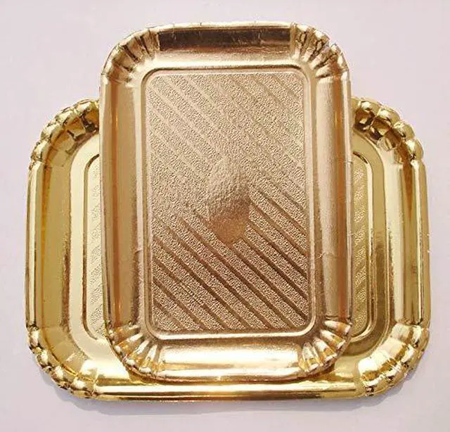 Alt view image 5 of 5 - Gold Cookie Tray Gold Cake Trays Gold Rectangle Dessert Trays Gold Disposable Serving Trays for Parties and Gold Trays for Dessert Table (Pack of 12)