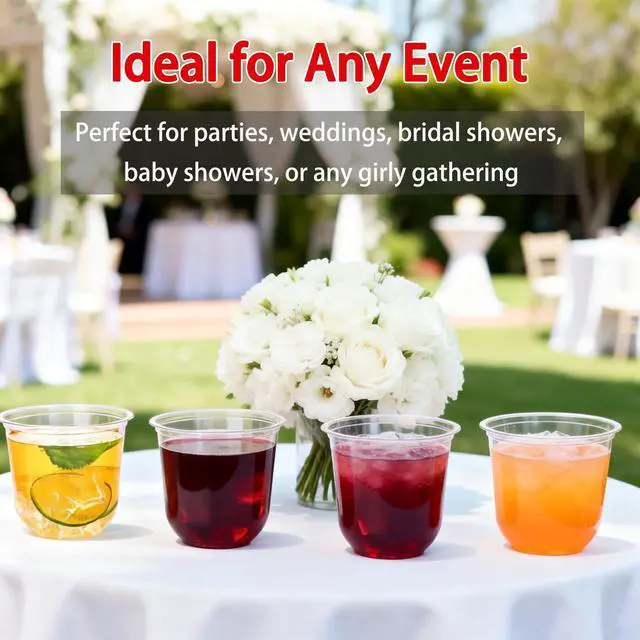 Alt view image 3 of 7 - 50 Pcs Clear Plastic Cups Disposable - 12 oz Wine Glasses Stemless Party Cups Cocktail Glasses for Graduation, Meeting, Birthdays, Baby Showers, Bachelorettes, Wedding, Bar Supplies
