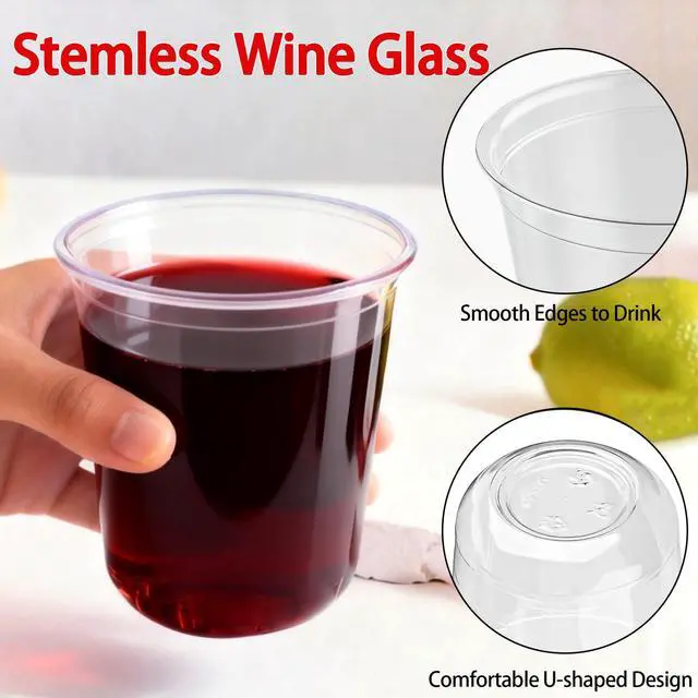 Alt view image 5 of 7 - 50 Pcs Clear Plastic Cups Disposable - 12 oz Wine Glasses Stemless Party Cups Cocktail Glasses for Graduation, Meeting, Birthdays, Baby Showers, Bachelorettes, Wedding, Bar Supplies