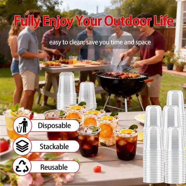 Alt view image 6 of 7 - 50 Pcs Clear Plastic Cups Disposable - 12 oz Wine Glasses Stemless Party Cups Cocktail Glasses for Graduation, Meeting, Birthdays, Baby Showers, Bachelorettes, Wedding, Bar Supplies