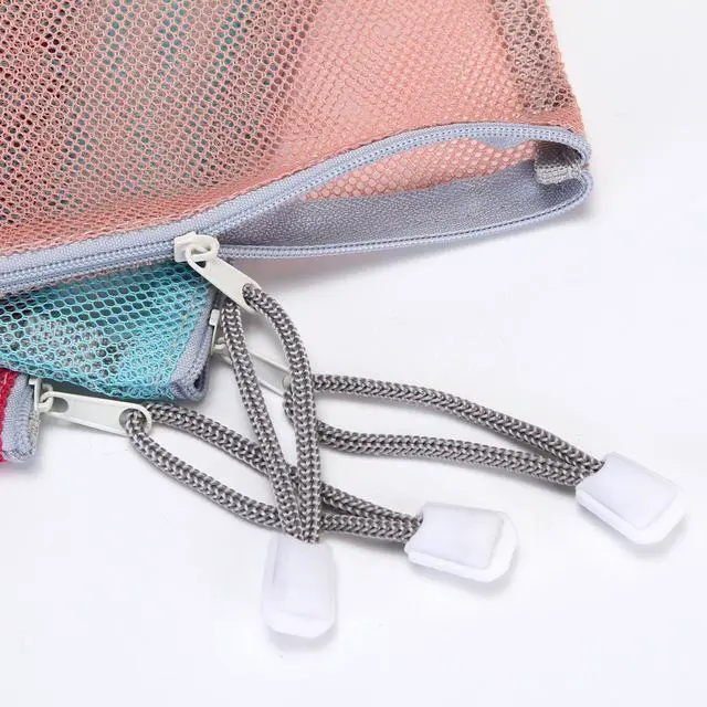 Alt view image 6 of 6 - 6pcs Multicolored Portable Travel Toiletry Pouch Nylon Mesh Cosmetic Makeup Organizer Bag with Zipper, Colorful