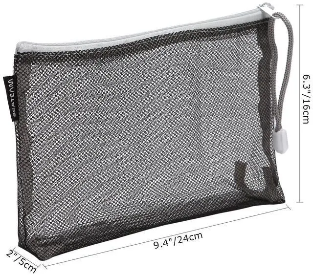 Alt view image 5 of 6 - 6pcs Multicolored Portable Travel Toiletry Pouch Nylon Mesh Cosmetic Makeup Organizer Bag with Zipper, Colorful