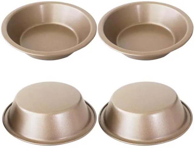 Main image of Mini Pie Pans 5Inch, 4 Pack Mini Pie Pan Set, Nonstick Round Pie Tins, Carbon Steel Reusable Metal Bakeware for Meat, Tart, Quiches, Pie, Bread, Pot Pies - Gold