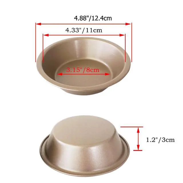 Alt view image 2 of 7 - Mini Pie Pans 5Inch, 4 Pack Mini Pie Pan Set, Nonstick Round Pie Tins, Carbon Steel Reusable Metal Bakeware for Meat, Tart, Quiches, Pie, Bread, Pot Pies - Gold