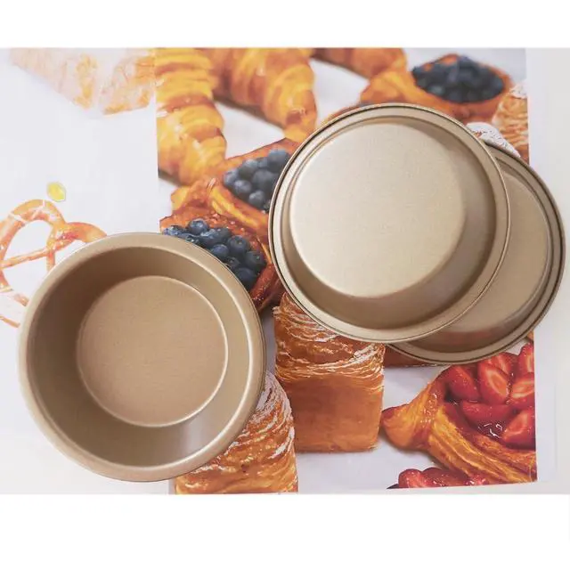 Alt view image 5 of 7 - Mini Pie Pans 5Inch, 4 Pack Mini Pie Pan Set, Nonstick Round Pie Tins, Carbon Steel Reusable Metal Bakeware for Meat, Tart, Quiches, Pie, Bread, Pot Pies - Gold