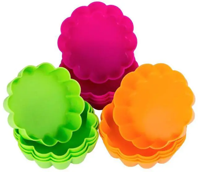 Main image of Silicone Mini Tart Pan Non-stick Mini Quiche Molds Holiday Small Pie Baking Pan 3-1/4 Inch Tart Mold, Wax Melt Liners Individual Baking Cups European Food Grade (12 Pack)