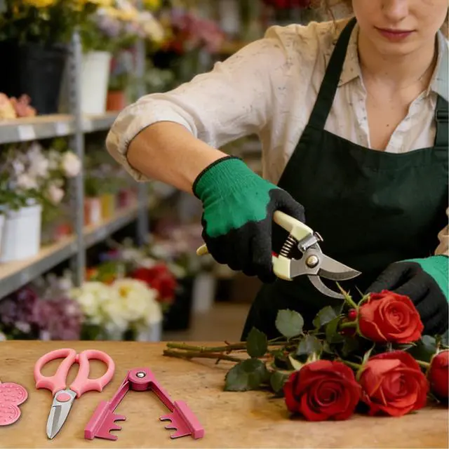 Alt view image 4 of 7 - Floral Arrangement Tool Kit Flower Stem Stripper, Florist Tools with Pruning Shears, Thorn Remover, Gloves for Flower Bouquet Accessories