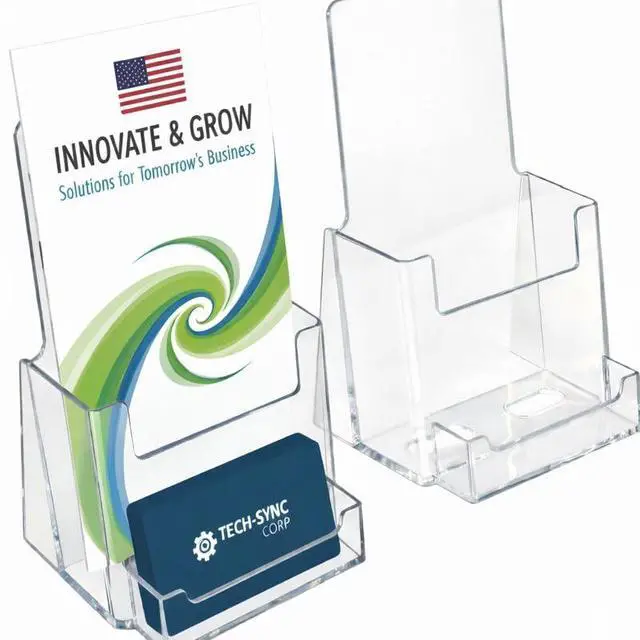 Alt view image 6 of 6 - 252922-2PK Counter Trifold Brochure Holder with Business Card Pocket, 2-Pack, Clear