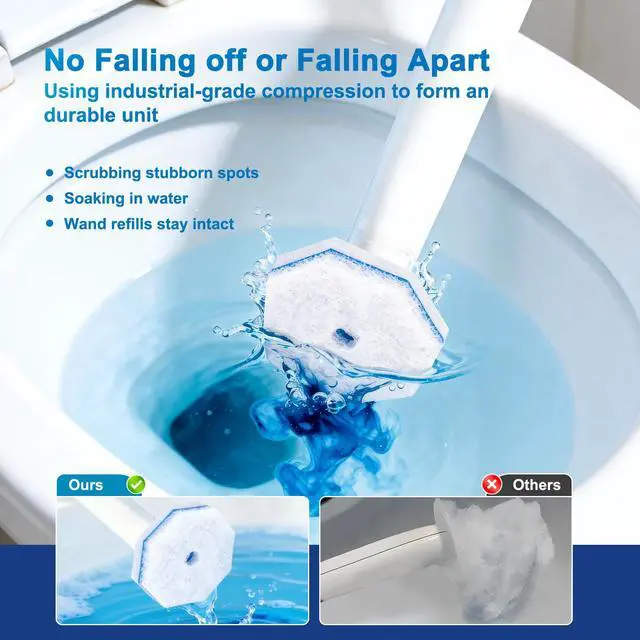 Alt view image 2 of 6 - 30pcs Toilet Cleaner Refill Pads for Clorox Wand, Upgrade 3-Layer Toilet Scrubber Refills, Premium toilet of wand refills, Won't Fall Apart, Safe On Porcelain