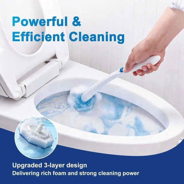Alt view image 3 of 6 - 30pcs Toilet Cleaner Refill Pads for Clorox Wand, Upgrade 3-Layer Toilet Scrubber Refills, Premium toilet of wand refills, Won't Fall Apart, Safe On Porcelain