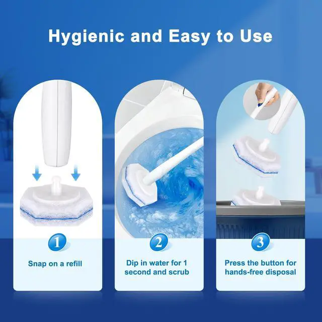 Alt view image 5 of 6 - 30pcs Toilet Cleaner Refill Pads for Clorox Wand, Upgrade 3-Layer Toilet Scrubber Refills, Premium toilet of wand refills, Won't Fall Apart, Safe On Porcelain