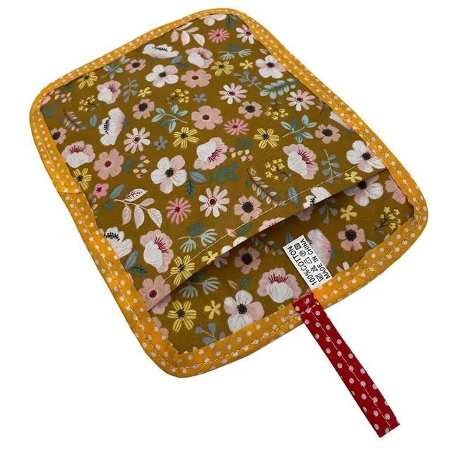 Alt view image 4 of 7 - 2Pcs Beautiful Cotton Pot Holders for Kitchen, 100% Cotton Fabric Handmade Patchwork Table Mats Set, Heat Resistant Mat Pads with Pocket and Hanging Loop, Potholder Teapot Mitts Washable
