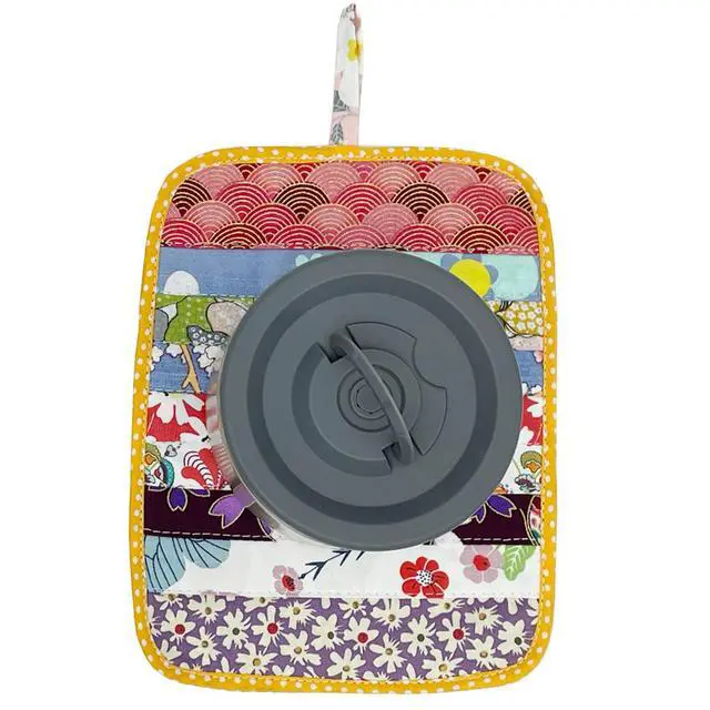 Alt view image 5 of 7 - 2Pcs Beautiful Cotton Pot Holders for Kitchen, 100% Cotton Fabric Handmade Patchwork Table Mats Set, Heat Resistant Mat Pads with Pocket and Hanging Loop, Potholder Teapot Mitts Washable