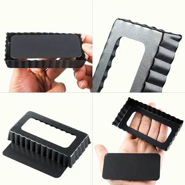 Alt view image 4 of 7 - 6Pcs Mini Tart Pan 4-Inch with Removable Bottom, Non Stick Carbon Steel Miniature Cupcake Molds Baking Pan for Pies, Cheese Cakes, Desserts, Quiche Pan (Rectangle)