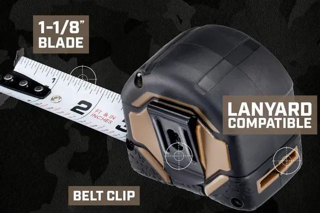 Alt view image 7 of 7 - Tools Tape Measure for Measuring & Layout, 1 1/8" Double-Sided Blade and Military-Grade Composite Case, 16 Foot